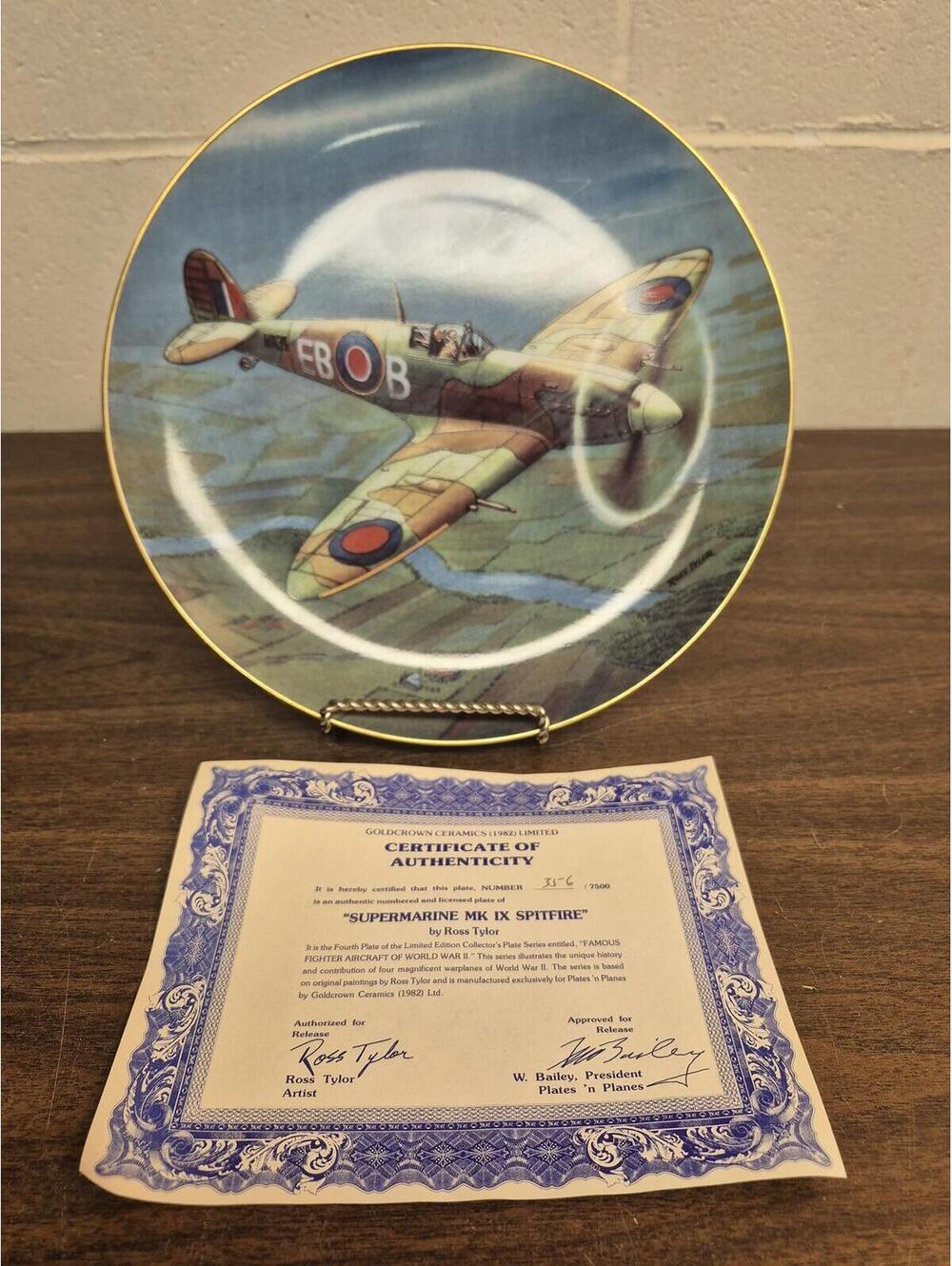 Plates 'n Planes Supermarine Mk IX Spitfire Collector's Plate by Ross Tylor
